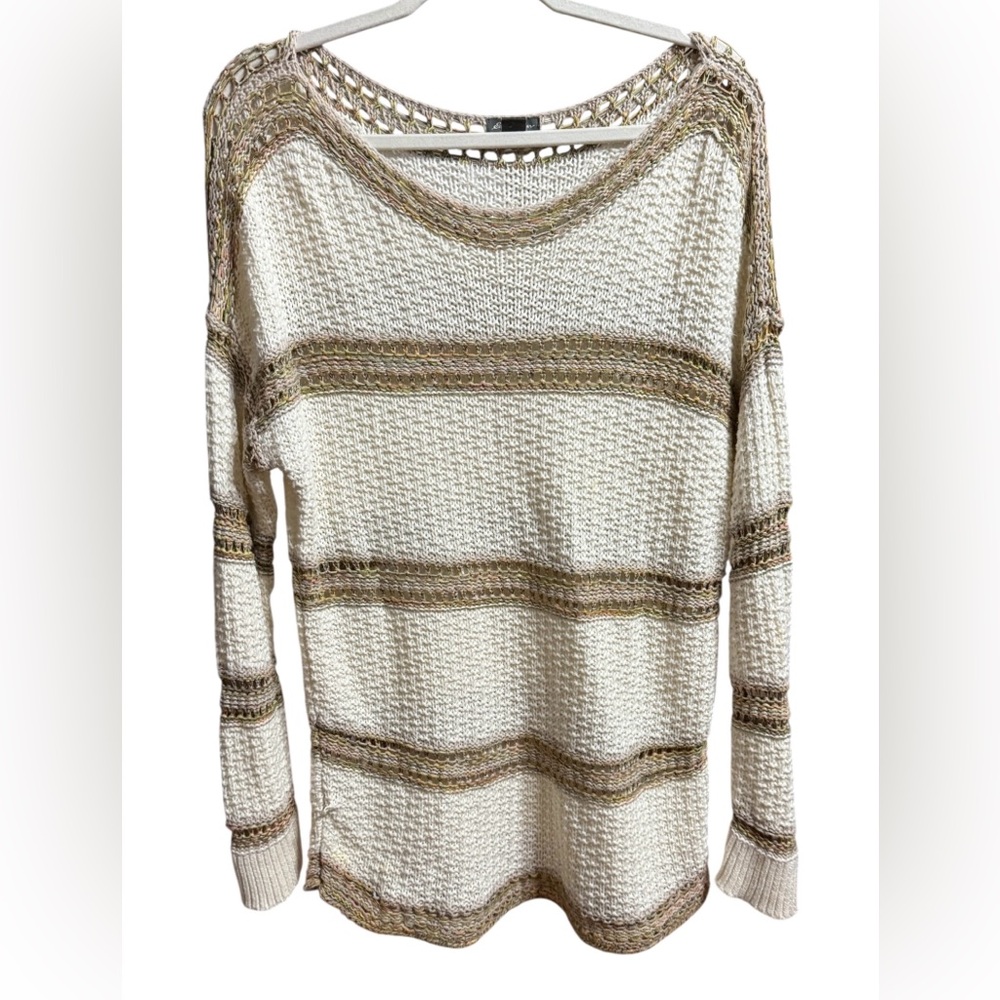 Eddie‎ Bauer Open Chunky Knit Sweater Boho Coastal Chic Pullover Sz L Oversized
